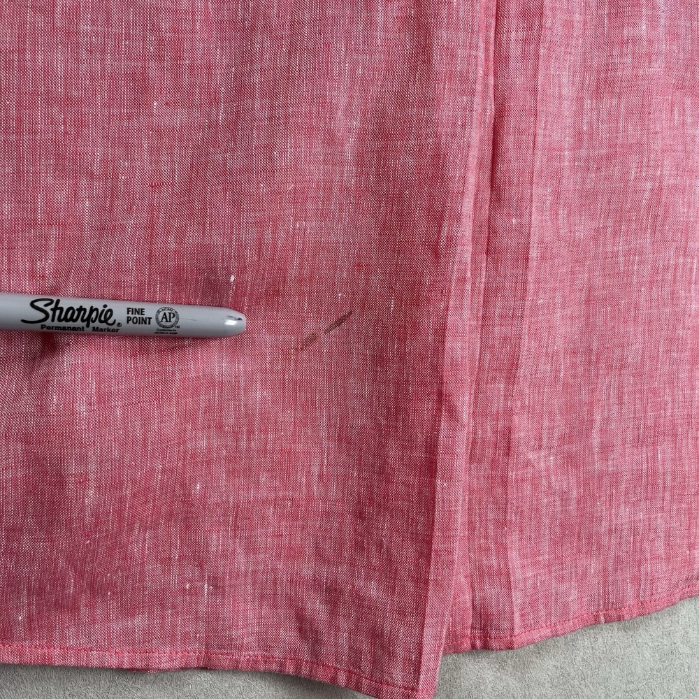 Chico's Women's Pink 100% Linen No Iron Button Up Collared Shirt Sz S (Chico 0) - Picture 8 of 8